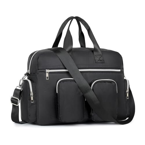 Kono Torebka z górnym uchwytem dla kobiet, z wieloma kieszeniami, listonoszka, torba crossbody, średnia wodoodporna torba na ramię, damska lekka torba na ramię, do pracy, na zakupy, podróż, czarny,