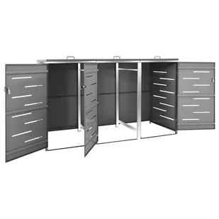 vidaXL Osłona na 3 kosze na śmieci 207x77,5x115 cm stal nierdzewna 149560 - Kosze na śmieci - miniaturka - grafika 5