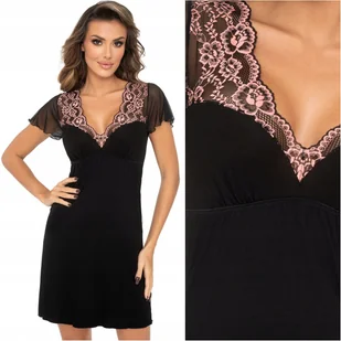 Koszula nocna z koronką DONNA Adele czarna XXL 44 - Bielizna nocna - miniaturka - grafika 1