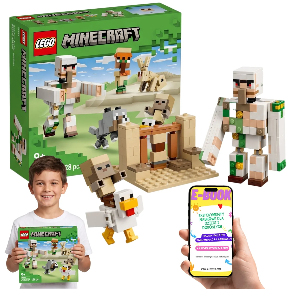 LEGO Minecraft Atak Kurzego Jeźdźca na Pustyni 21592 • Żelazny Golem • 428 el.