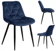 Krzesła - ExitoDesign Krzesło tapicerowane MALMO velvet granatowy - miniaturka - grafika 1