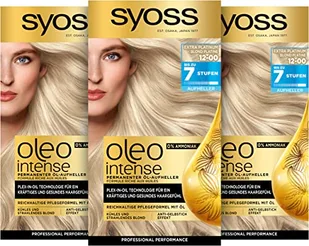 Syoss Oleo Intense rozjaśniacz olejowy 12-00 Extra Platinum poziom 3 (133 ml), trwała farba do włosów z pielęgnującym olejem, koloryzacja bez amoniaku - Farby do włosów i szampony koloryzujące - miniaturka - grafika 1