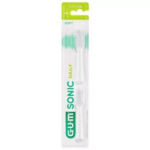 Sunstar Gum Butler Końcówki Sunstar GUM 4110 Sonic Daily 2 szt. do szczoteczki sonicznej GUM Sonic Daily 4100 białe - Końcówki do szczoteczek elektrycznych - miniaturka - grafika 2