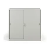 Szafy biurowe - B2B Partner Metalowa szafa z przesuwnymi drzwiami, demontowana, 2 półki, 1200 x 1200 x 450 mm, jasnoszary 908019 - miniaturka - grafika 1