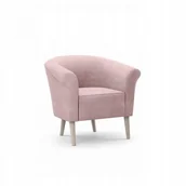 Fotele - Fotel kubełkowy z miękkim oparciem do salonu Pero Różowy Bukowe nogi - miniaturka - grafika 1