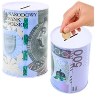Zabawki kreatywne - Skarbonka Metalowa Dla Dzieci Banknot 500 Złotych 15 x 10,5cm LEAN TOYS - miniaturka - grafika 1
