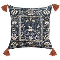Poduszki dekoracyjne - Poduszka dekoracyjna welurowa w kwiaty z frędzlami 45 x 45 cm wielokolorowa PANAX - miniaturka - grafika 1