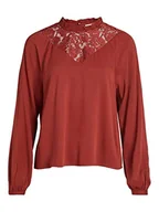 Bluzki damskie - Vila Damska bluzka Visuvita L/S Lace top/SU-NOOS, Fired Brick, 38, Fired Brick, 38 - miniaturka - grafika 1