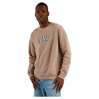 Bluzy męskie - Lee Bluza męska Applique Crew Sweatshirt, Light Umber, rozmiar S - grafika 1