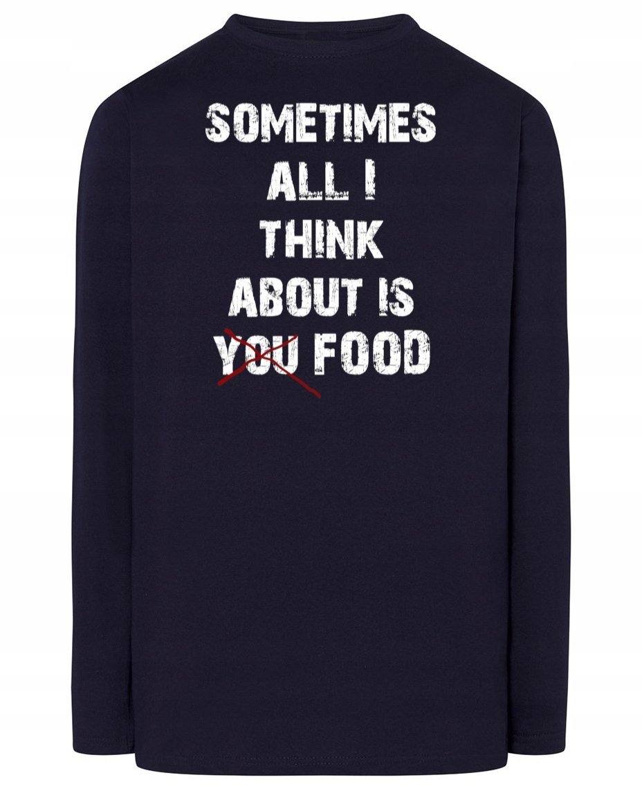 Longsleeve zabawny nadruk napis JEDZENIE r.L