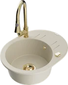 Zlewozmywaki z baterią - Mexen Kevin zlewozmywak granitowy 1-komorowy z ociekaczem i baterią kuchenną Elia, beżowy - 6517-69-670101-50 - miniaturka - grafika 1