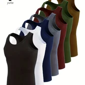 Inne - TEMU Zestaw 7 sztuk męskich sportowych podkoszulek - Oddychające, szybkoschnące bezrękawniki do fitnessu i codziennego noszenia w kolorach czarnym, - miniaturka - grafika 1