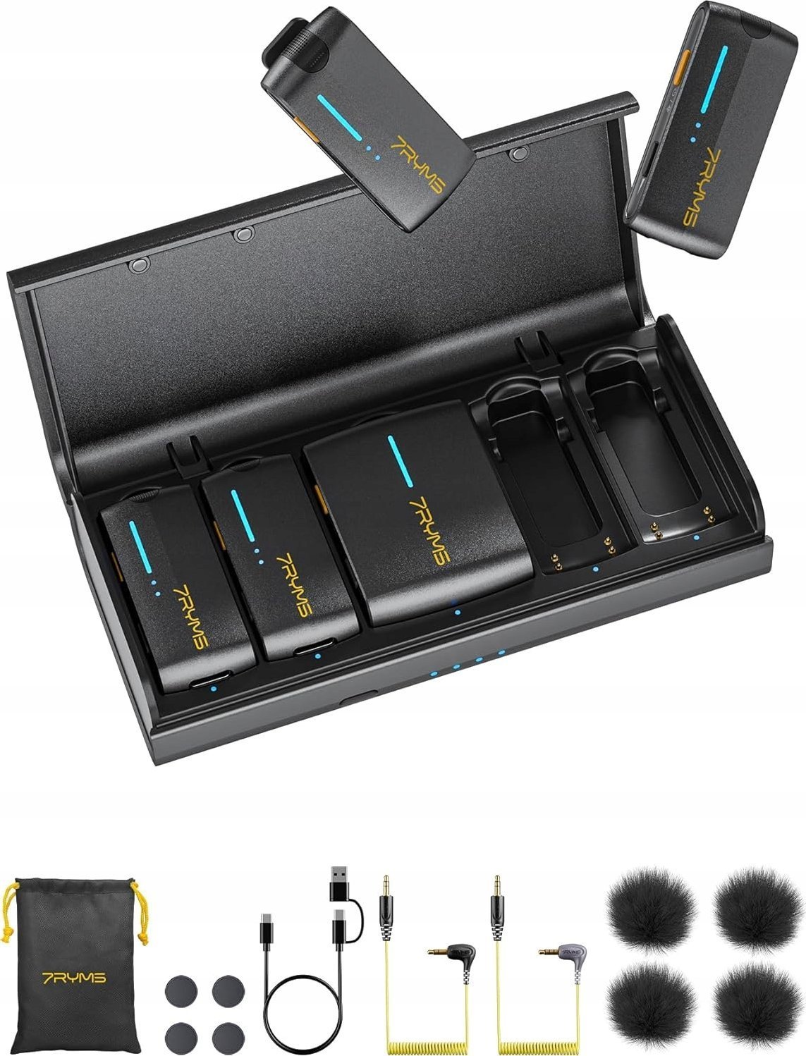 7RYMS iRAY DW40 Lavalier bezprzewodowy mikrofon 4 nadajniki 48kHz/24bit