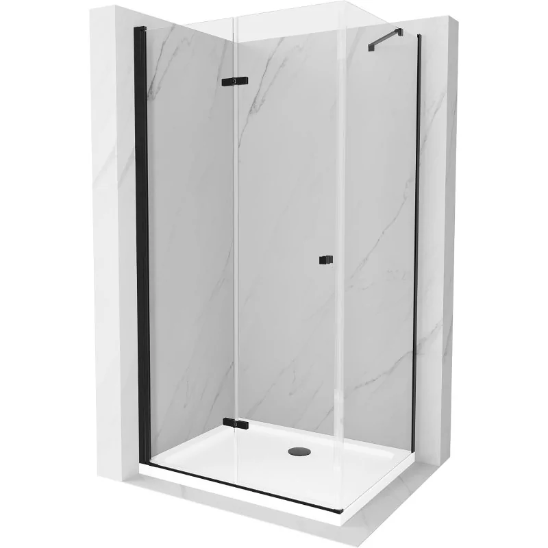 Mexen Lima kabina prysznicowa składana 90x100 cm, transparent, czarna + brodzik Flat, biały