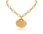 Naszyjniki - COLIBRA Pozłacany Pozłacany naszyjnik muszla z perłą (C24/WIO/41AU) - miniaturka - grafika 1