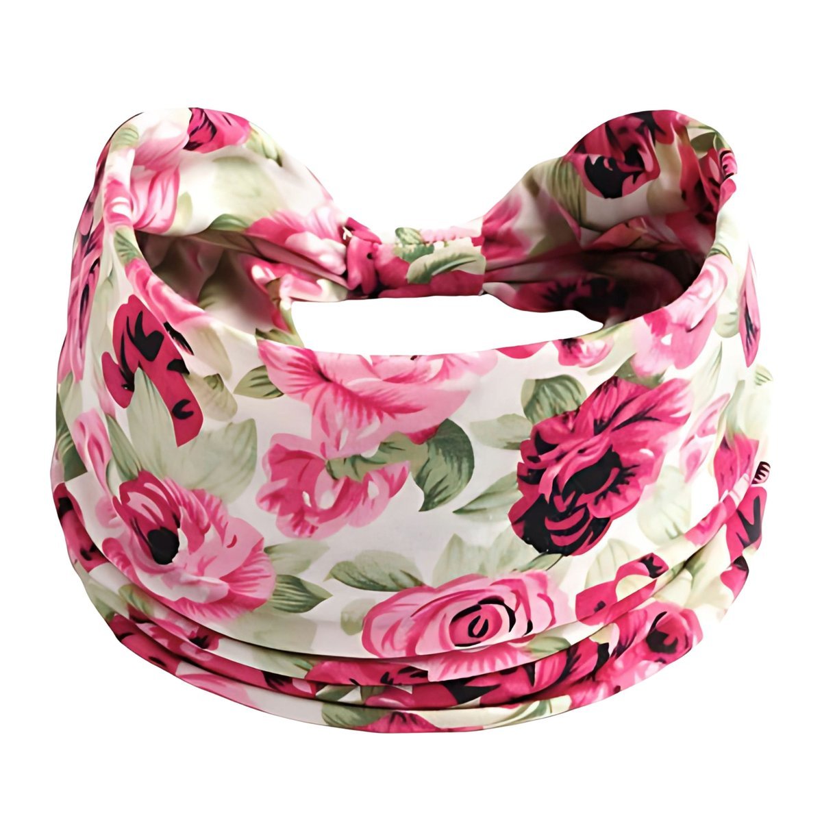 Opaska do Włosów Różowa Turban na Głowę w Kwiaty Elastyczna MIŁA W DOTYKU
