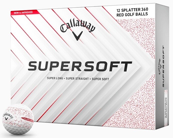 Piłki golfowe Callaway Supersoft 2025 Splatter 360 Red, 12, Supersoft