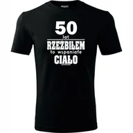 Koszulki męskie - Męska Koszulka z Nadrukiem 50 lat rzeźbiłem to wspaniałe ciało na Prezent czarny L - miniaturka - grafika 1