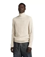 Bluzy męskie - G-STAR RAW Męska bluza z dzianiny Table Structure Turtle Knit, beżowy (Eggnog D23934-d167-g076), XL - miniaturka - grafika 1