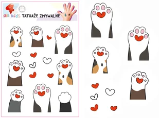 Tatuaże zmywalne dla dzieci Kocie łapki - Pedagogika i dydaktyka - miniaturka - grafika 1