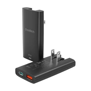 Mini ładowarka sieciowa podróżna Choetech PD6011 PD65W GaN slim USB-A+C  (czarna) - Ładowarki do telefonów - miniaturka - grafika 3