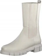 Kozaki damskie - MARCO TOZZI BEŻOWE SKÓRZANE KLASYCZNE KOZAKI NA PŁASKIM OBCASIE 40 J3B - miniaturka - grafika 1