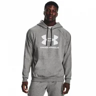 Bluzy sportowe męskie - Męska bluza dresowa nierozpinana z kapturem Under Armour UA Rival Fleece Logo HD - szara - UNDER ARMOUR - miniaturka - grafika 1