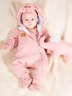 Pajacyki dla niemowląt - Dziewczęcy pajac dresowy z podszewką w kwiatki Nicol,r.74 - miniaturka - grafika 1