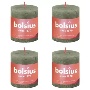 Bolsius Świece pieńkowe Shine, 4 szt., 80x68 mm, świeża oliwka - Świece - miniaturka - grafika 1