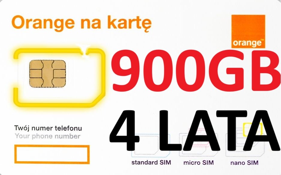 Internet Na Kartę Starter Orange Free 900 Gb 4 Lata Sim Lub E-sim