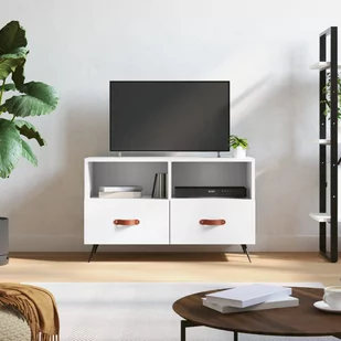 vidaXL Szafka pod TV, biała, 80x36x50 cm, materiał drewnopochodny - Szafki RTV - miniaturka - grafika 1