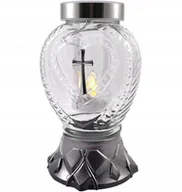 Lampiony i znicze - Nowoczesny Znicz Solarny Lampion Fotowoltaiczny Szklany Z Sercem - miniaturka - grafika 1