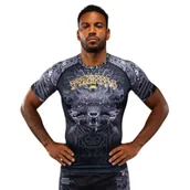 Kimona, stroje i obuwie - Venum Rashguard Krótki Rękaw Short Sleeve Wolf Atak Black/Grey - miniaturka - grafika 1