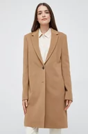Płaszcze damskie - Calvin Klein płaszcz wełniany kolor beżowy przejściowy - miniaturka - grafika 1