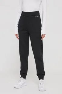 Calvin Klein spodnie dresowe kolor czarny gładkie - Spodnie damskie - miniaturka - grafika 1