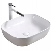 Umywalki - Umywalka nablatowa prostokątna biała 41x31 cm - miniaturka - grafika 1