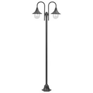 Lampy ogrodowe - vidaXL Latarnia ogrodowa 2-punktowa, 220 cm, aluminium, E27, brązowa - miniaturka - grafika 1