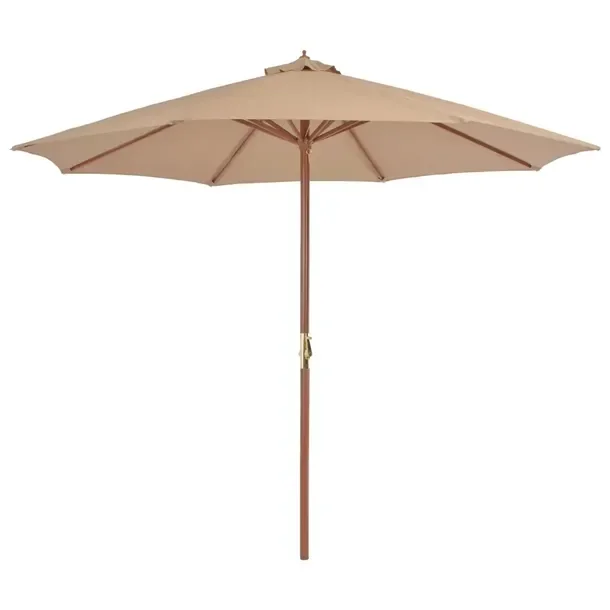 Drewniany parasol ogrodowy szarobrązowy 300 x 250 cm, średnica słupka 48