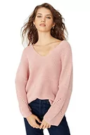 Swetry damskie - Trendyol Damska bluza z dekoltem w serek, jednokolorowa, oversize, sweter, Łososiowy, M - miniaturka - grafika 1