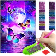 Malowanie po numerach - Haft Diamentowy ARTULIO, Obraz DIY 5D, Diamond Painting, Mozaika diamentowa 40x60cm (Nocne motyle) + zestaw akcesoriów - miniaturka - grafika 1
