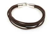 Bransoletki - Brązowe Rzemienie Skórzana Bransoletka - miniaturka - grafika 1