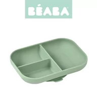 Miseczki i talerzyki dla dzieci - Beaba, Silikonowy trójdzielny talerz z przyssawką, Sage green - miniaturka - grafika 1