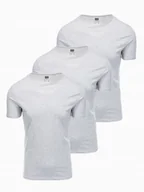 Koszulki męskie - Zestaw koszulek bawełnianych BASIC 3-pak szary melanż V16 Z30 XL - miniaturka - grafika 1