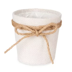 Osłonka na doniczkę pleciona z jutową kokardą, Ø 10 cm - Donice - miniaturka - grafika 1