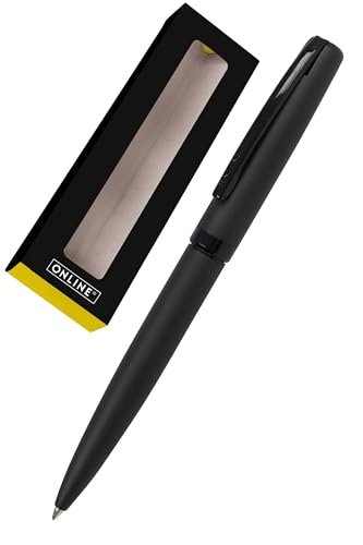 Online Długopis Eleganza Pure Black I wysokiej jakości metalowy długopis, czarny, wymienny wkład o dużej pojemności, metalowy klips, kolor tuszu czarny, nadaje się do dokumentów, w zestawie opakowanie