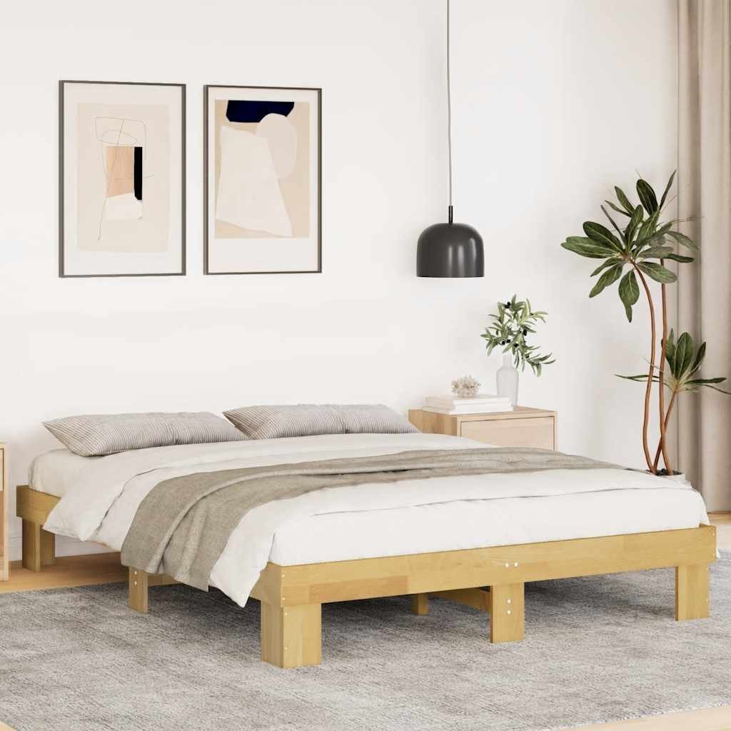 vidaXL Rama łóżka bez materaca 140x190 cm lite drewno dąb