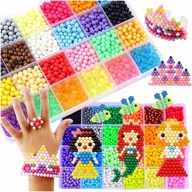 Prace ręczne dla dzieci - Koraliki Wodne Aqua Duży Zestaw 3000+ El Beads Z Akcesoriami Wzory Szablony - miniaturka - grafika 1