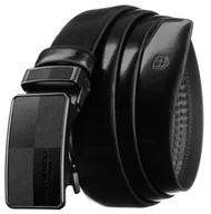 Paski - PETERSON Skórzany pasek męski do spodni czarny elegancki casualowy 115 automatyczna klamra pasek do garnituru - miniaturka - grafika 1