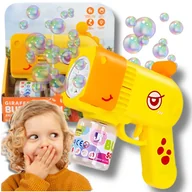 Bańki mydlane - PISTOLET NA BAŃKI MYDLANE Aparat DO TWORZENIA BANIEK MYDLANYCH + PŁYN ŻÓŁTA ŻYRAFA - miniaturka - grafika 1