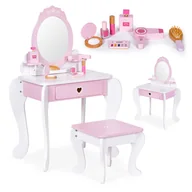 Wyposażenie pokoiku dziecięcego - Toaletka dziecięca zabawkowa duża z lustrem taborecikiem 7 dodatków ECOTOYS - miniaturka - grafika 1